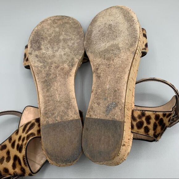 Gianvito Rossi Leopard Print Pony Hair Cork Sandals - Picture 7 of 9